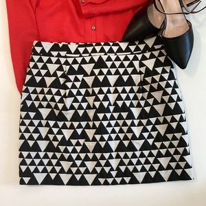 Black and white triangle print J Crew mini skirt